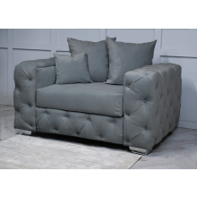(Silver Velvet, Armchair) Snooze Velvet Ashton Scatter Back 3 and 2 Seater Sofa Sets, Corner Sofas Upholstered Plush Fabric 3 Seater Velvet Sofas