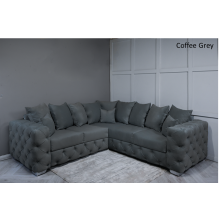 (Coffee Grey Velvet, 5 Seater Corner Sofa) Snooze Velvet Ashton Scatter Back 3 and 2 Seater Sofa Sets, Corner Sofas Upholstered Plush Fabric 3 Seater Velvet Sofas