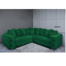 (Emerald Green Velvet, 5 Seater Corner Sofa) Snooze Velvet Ashton Scatter Back 3 and 2 Seater Sofa Sets, Corner Sofas Upholstered Plush Fabric 3 Seater Velvet Sofas