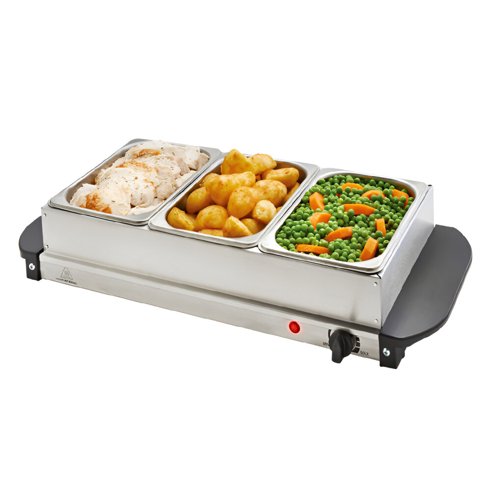 VG® 3 Tray Food Warmer, All in One Buffet Server with Warming Plate Keeps Food Warm 200W, 3 x 1.5L