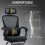 Homcom HOMCOM Mesh Ergonomic Office Chair with Lumbar Support, Headrest, Black 3