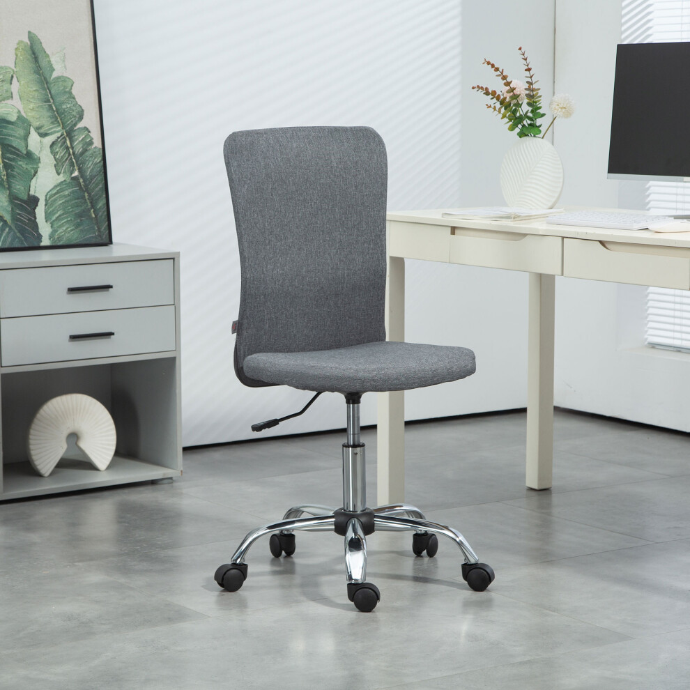 HOMCOM Armless Computer Desk Chair, Makeup Vanity Chair For Home, Grey