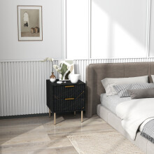 HOMCOM Bedside Table Bedside Cabinet with 2 Drawers for Bedroom, Black