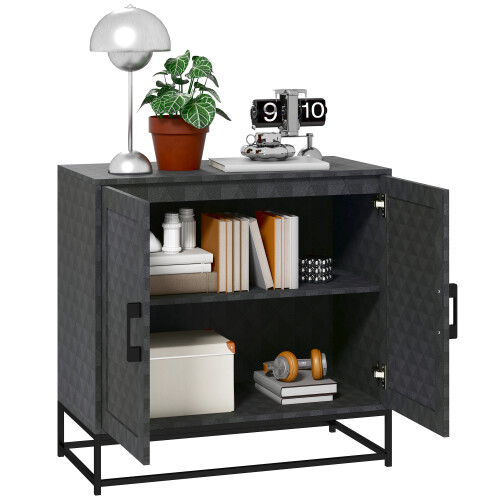 Homcom HOMCOM Modern Storage Cupboard with Adjustable Shelf and 2 Doors, Black 1