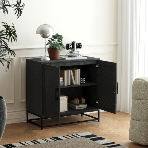 Homcom HOMCOM Modern Storage Cupboard with Adjustable Shelf and 2 Doors, Black