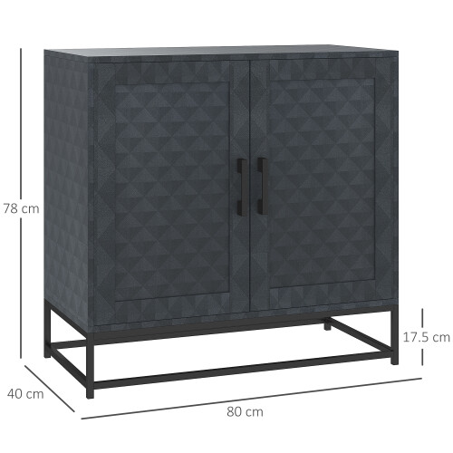 Homcom HOMCOM Modern Storage Cupboard with Adjustable Shelf and 2 Doors, Black 2