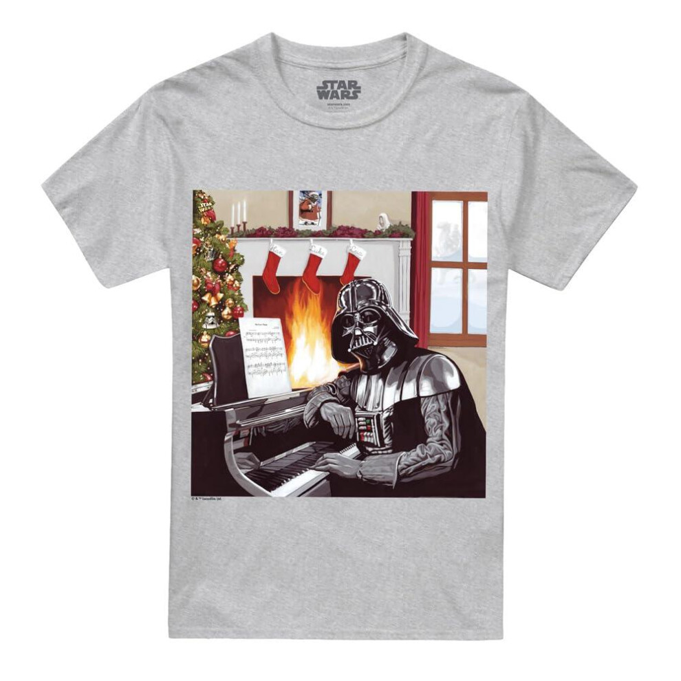 (XXL, Sport Heather) Star Wars Mens Darth Vader Piano T-Shirt