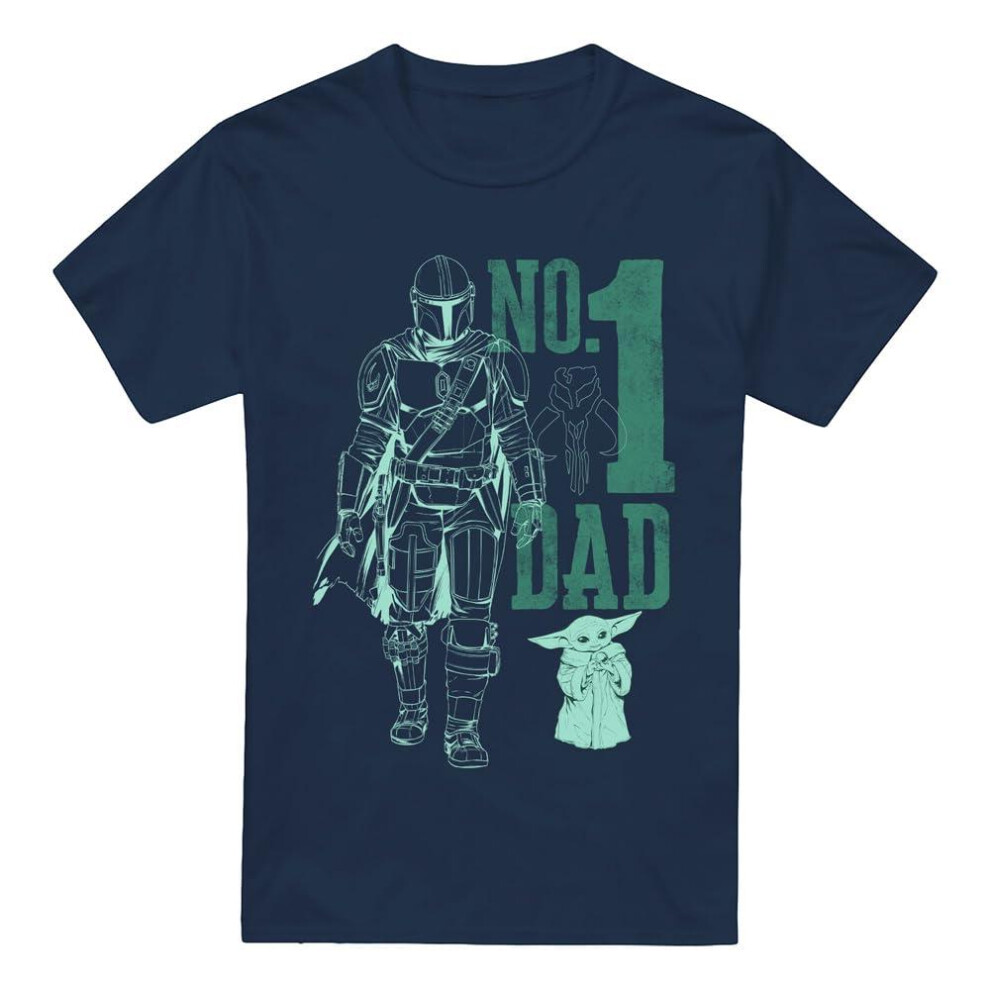 (XXL, Navy) Star Wars: The Mandalorian Mens No.1 Dad Mando T-Shirt