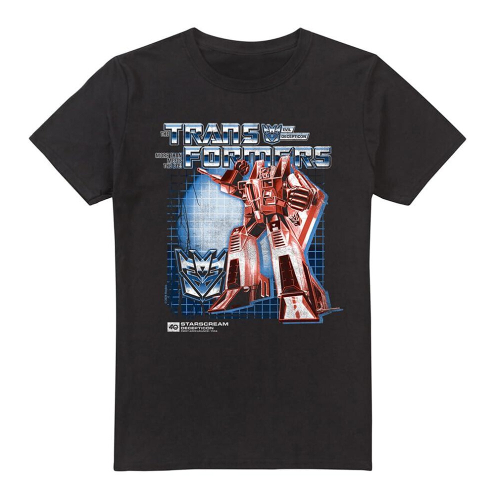 (L, Black) Transformers Mens Starscream Box 40th T-Shirt