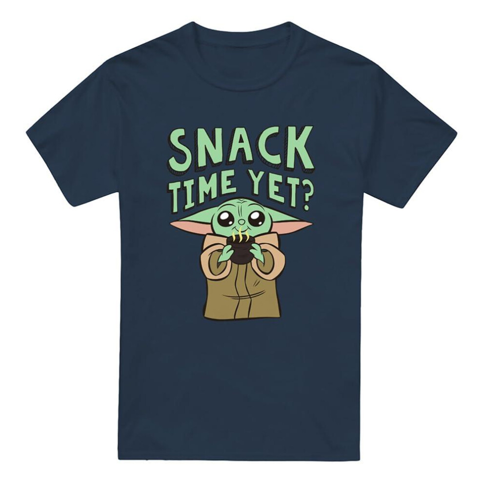 (XL, Navy) Star Wars: The Mandalorian Mens Snack Time Grogu T-Shirt