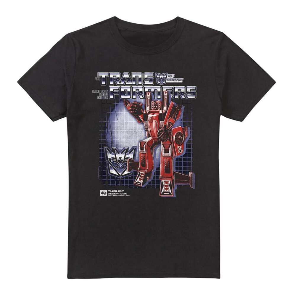 (S, Black) Transformers Mens Thrust Box 40th T-Shirt