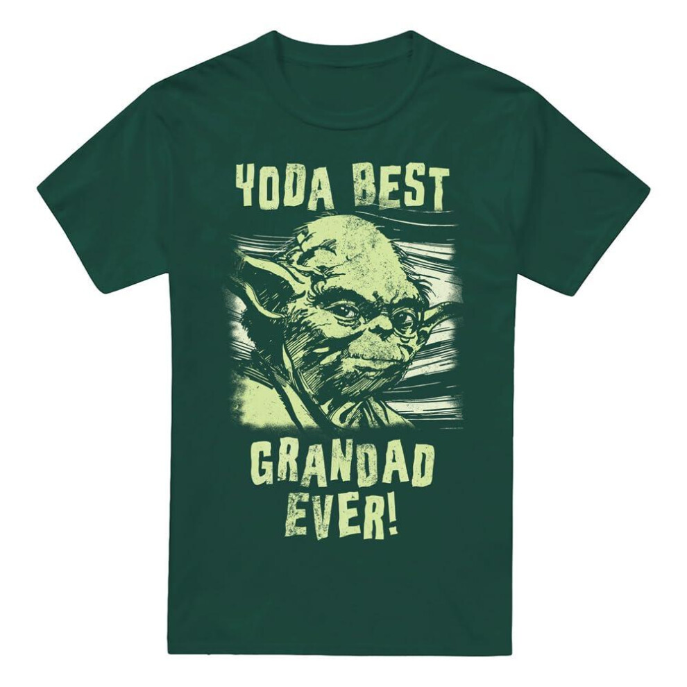 (M, Forest Green) Star Wars Mens Best Grandad Yoda Comic T-Shirt