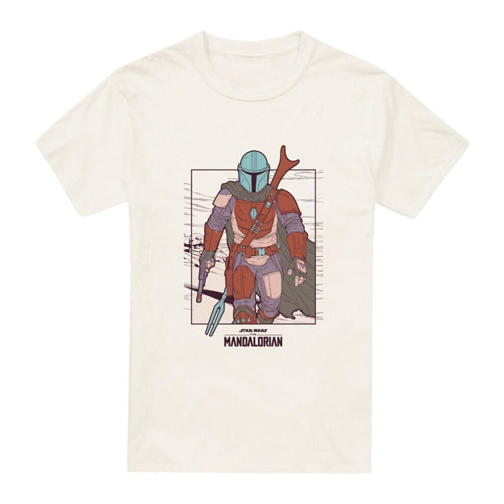 (XXL, Natural) Star Wars: The Mandalorian Mens Flea Market T-Shirt