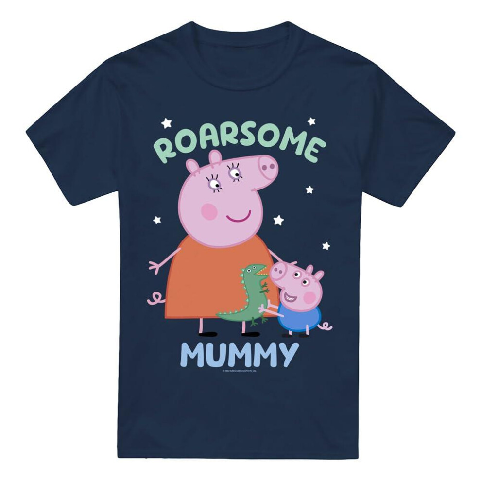 (M, Navy) Peppa Pig Mens Roarsome Mummy T-Shirt