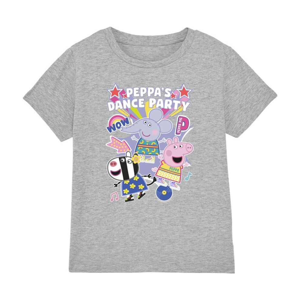 (9-10 Years, Sport Heather) Peppa Pig Childrens/Kids Dance Party T-Shirt