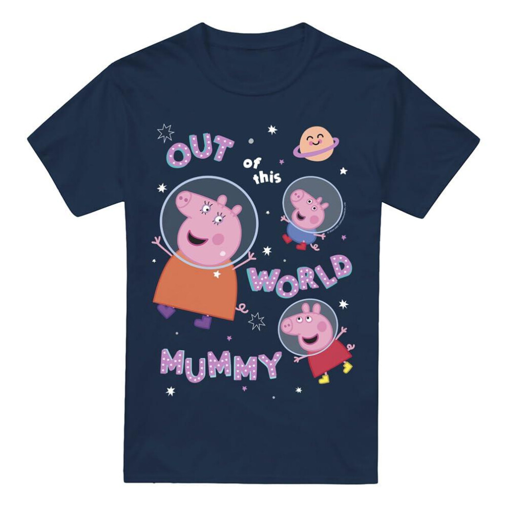 (M, Navy) Peppa Pig Mens Is Out Of This World Mummy Pig T-Shirt