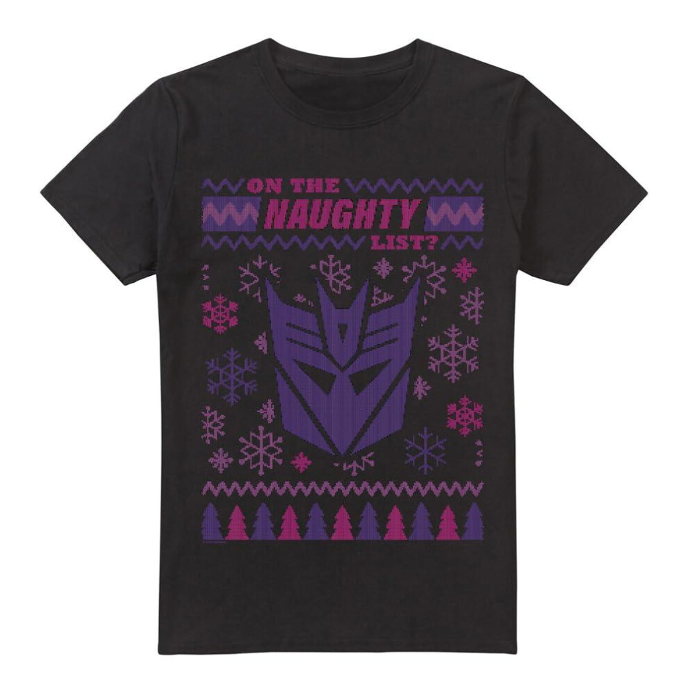 (L, Black) Transformers Mens Decepticons Naughty List Christmas Jumper T-Shirt