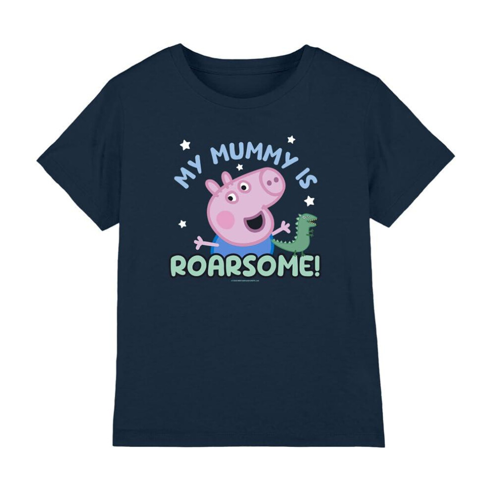 (3-4 Years, Navy) Peppa Pig Childrens/Kids My Mummy Is Roarsome George Pig T-Shirt