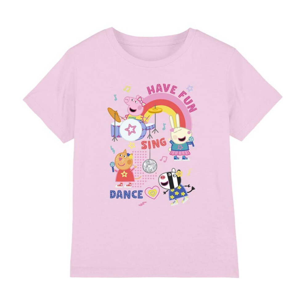 (5-6 Years, Pink) Peppa Pig Childrens/Kids Have Fun With Friends T-Shirt