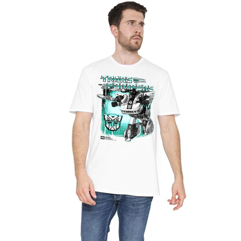 (3XL, White) Transformers Mens Jazz Box 40th T-Shirt