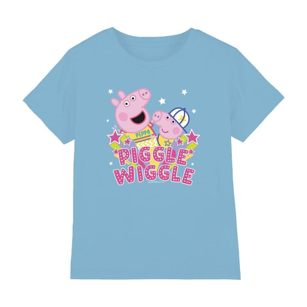 (5-6 Years, Light Blue) Peppa Pig Childrens/Kids Piggle Wiggle T-Shirt