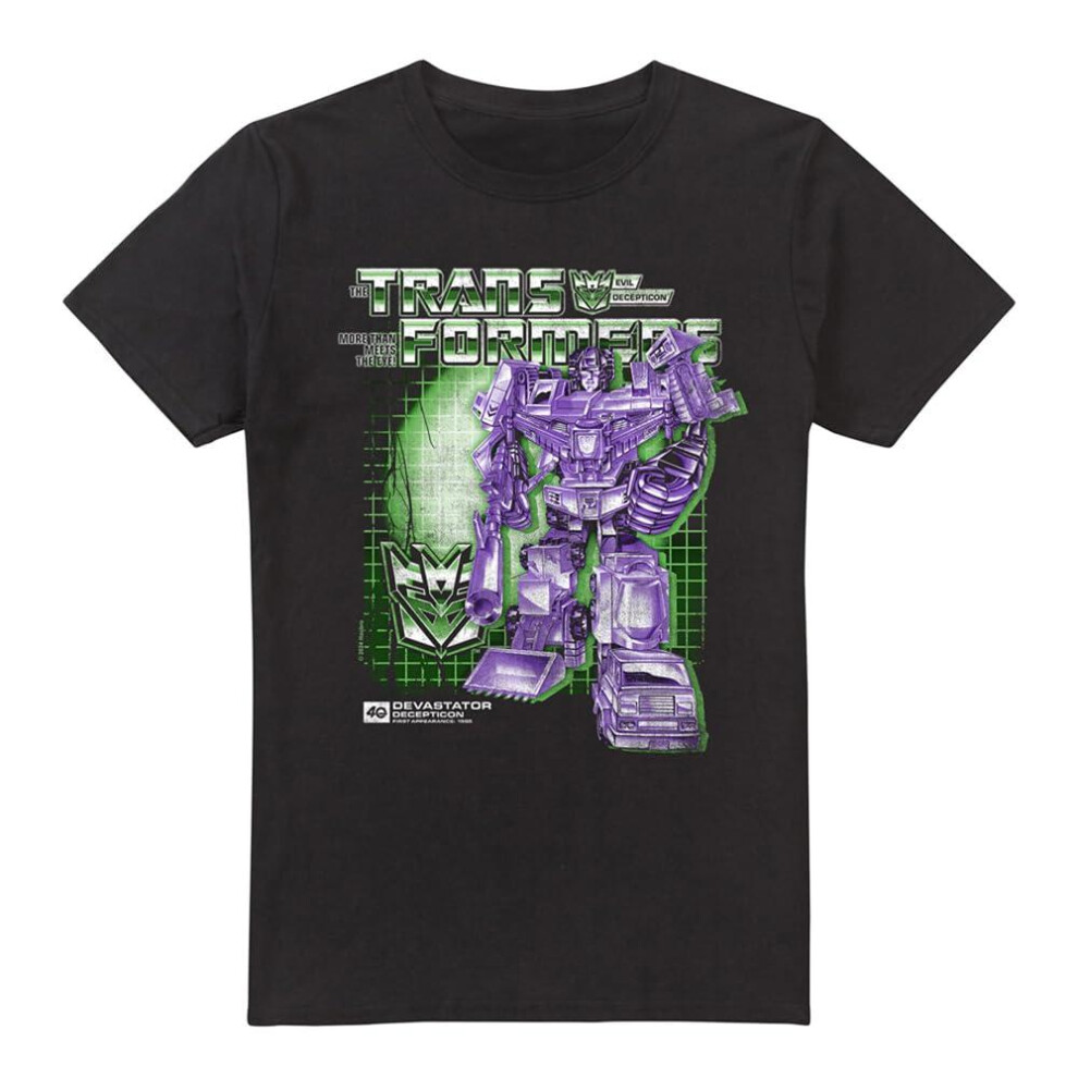 (S, Black) Transformers Mens Devastator Box 40th T-Shirt