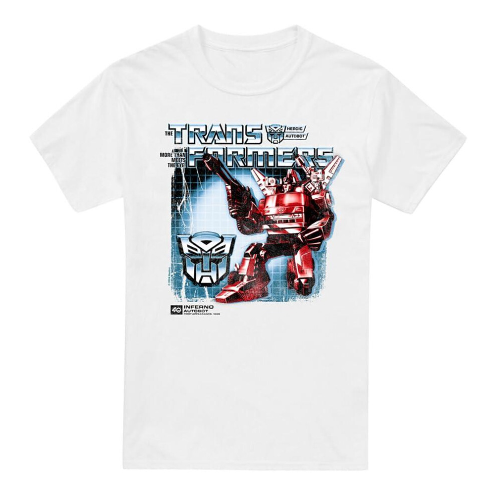 (4XL, White) Transformers Mens Inferno Box 40th T-Shirt