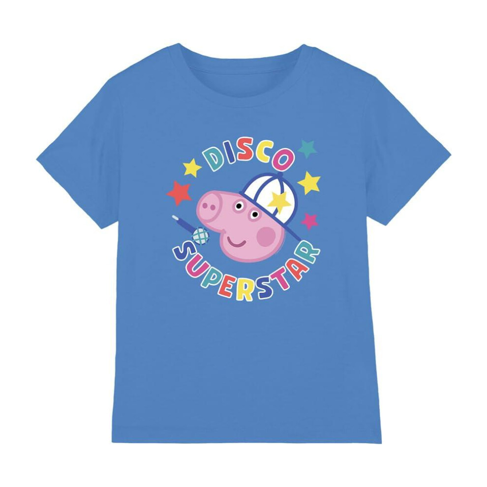 (12-13 Years, Turquoise) Peppa Pig Childrens/Kids Superstar George Pig Disco T-Shirt