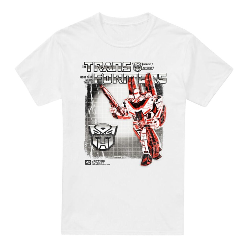 (S, White) Transformers Mens Jetfire Box 40th T-Shirt