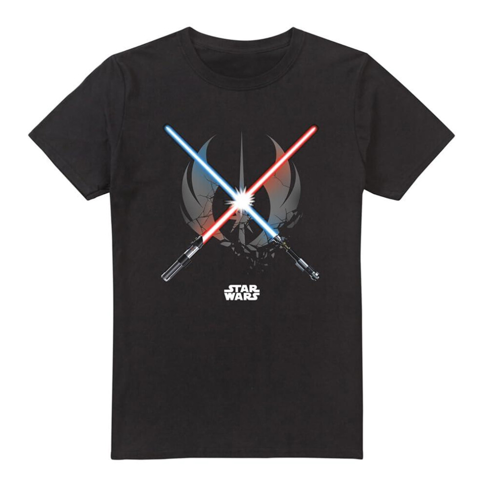 (XXL, Black) Star Wars Mens Crossed Blades T-Shirt