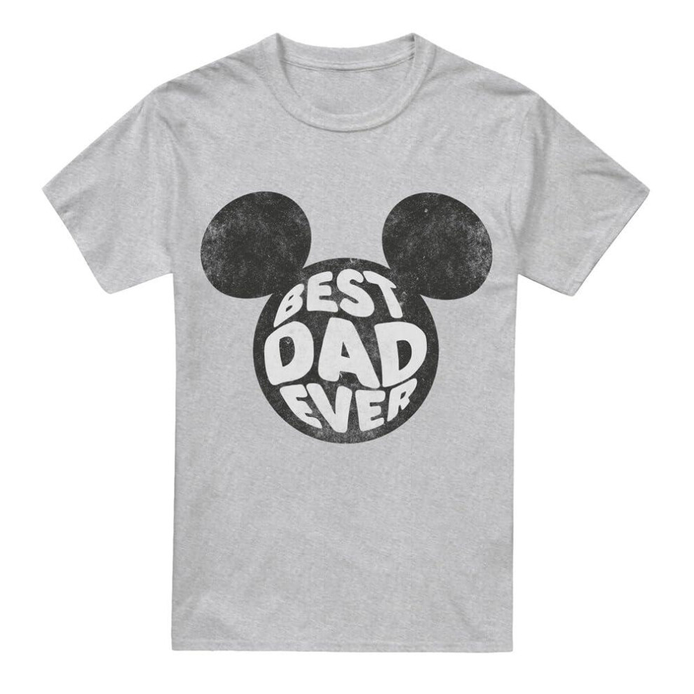 (L, Sport Heather) Disney Mens Best Dad Ever Mickey Mouse T-Shirt