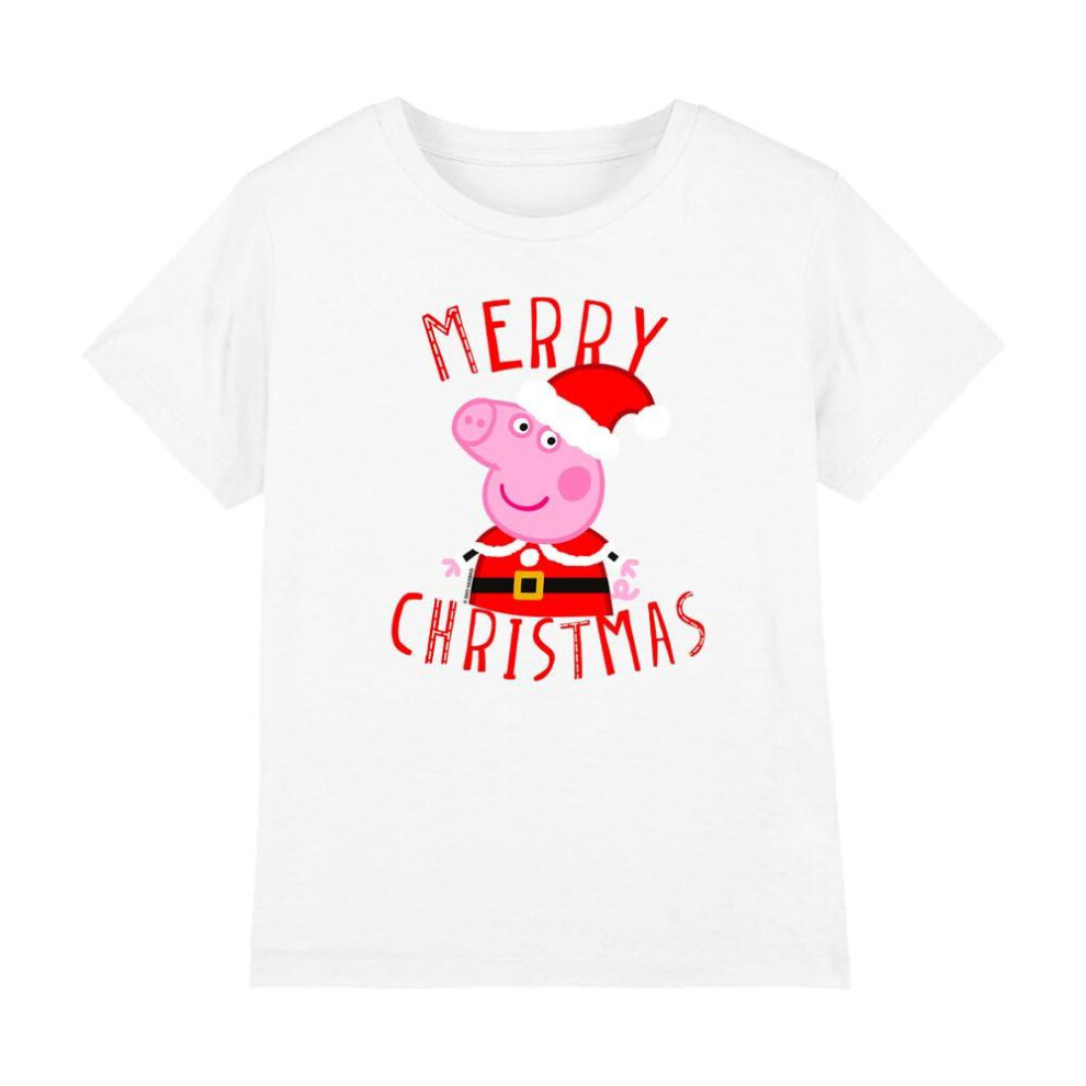 (12-13 Years, White) Peppa Pig Childrens/Kids Merry Christmas T-Shirt