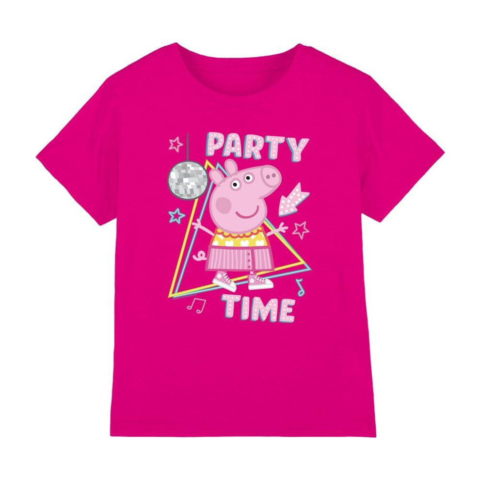 (7-8 Years, Fuchsia) Peppa Pig Childrens/Kids Party Time Disco T-Shirt