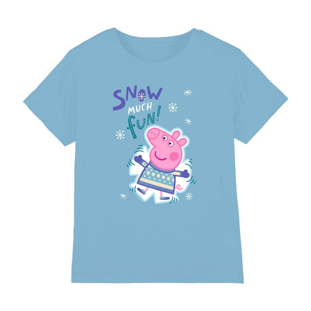 (5-6 Years, Sky Blue) Peppa Pig Childrens/Kids Snow Much Fun T-Shirt