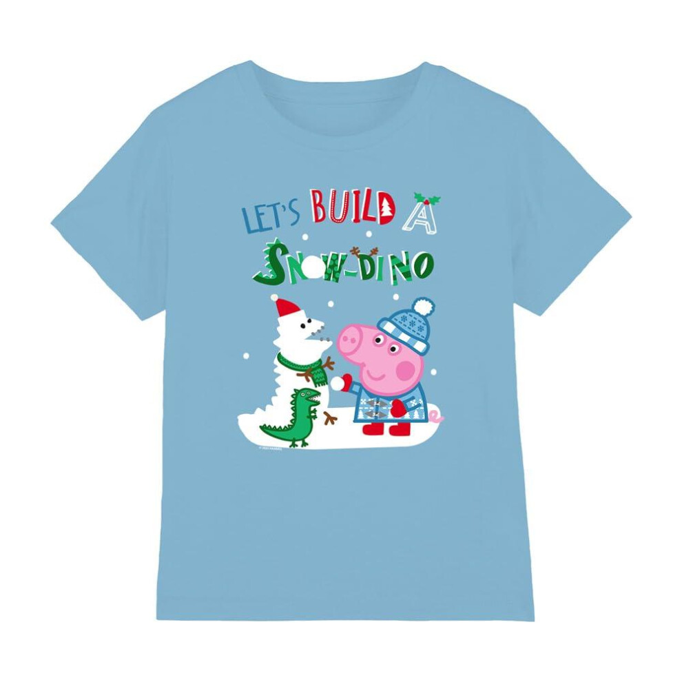 (5-6 Years, Light Blue) Peppa Pig Childrens/Kids Snow Dinosaurs George Pig T-Shirt