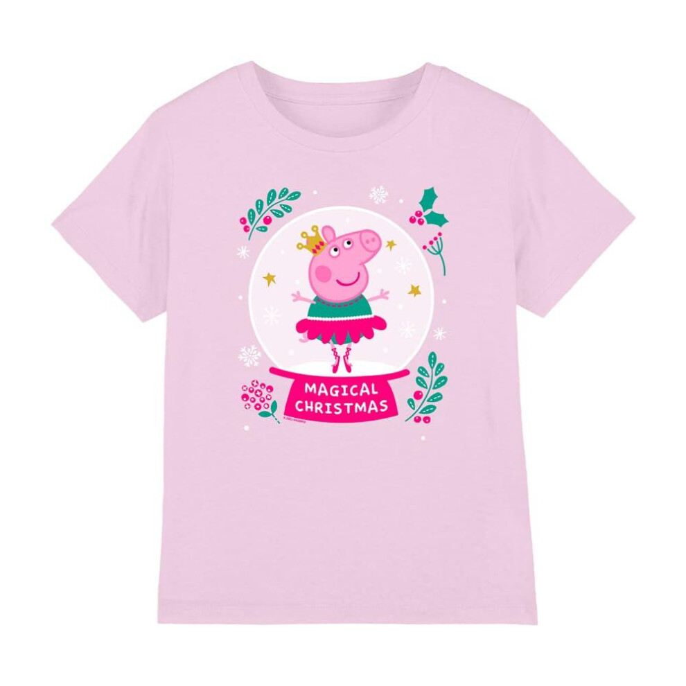 (7-8 Years, Light Pink) Peppa Pig Childrens/Kids Magical Christmas T-Shirt