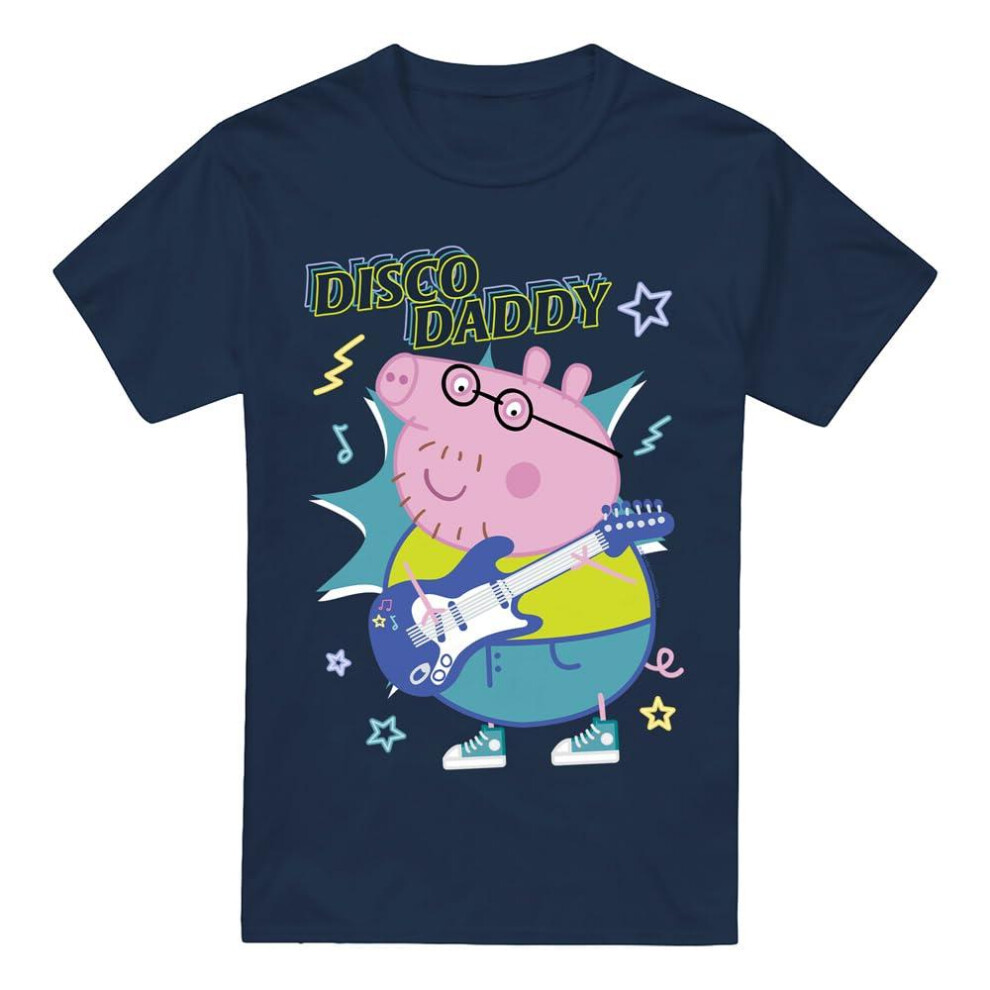 (M, Navy) Peppa Pig Mens Disco Daddy T-Shirt