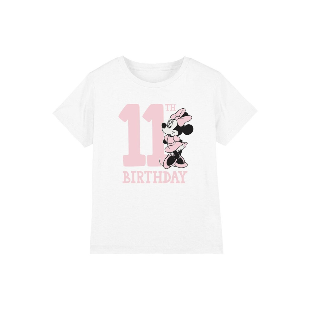 (7-8 Years, White) Disney Childrens/Kids Minnie Mouse 11th Birthday T-Shirt