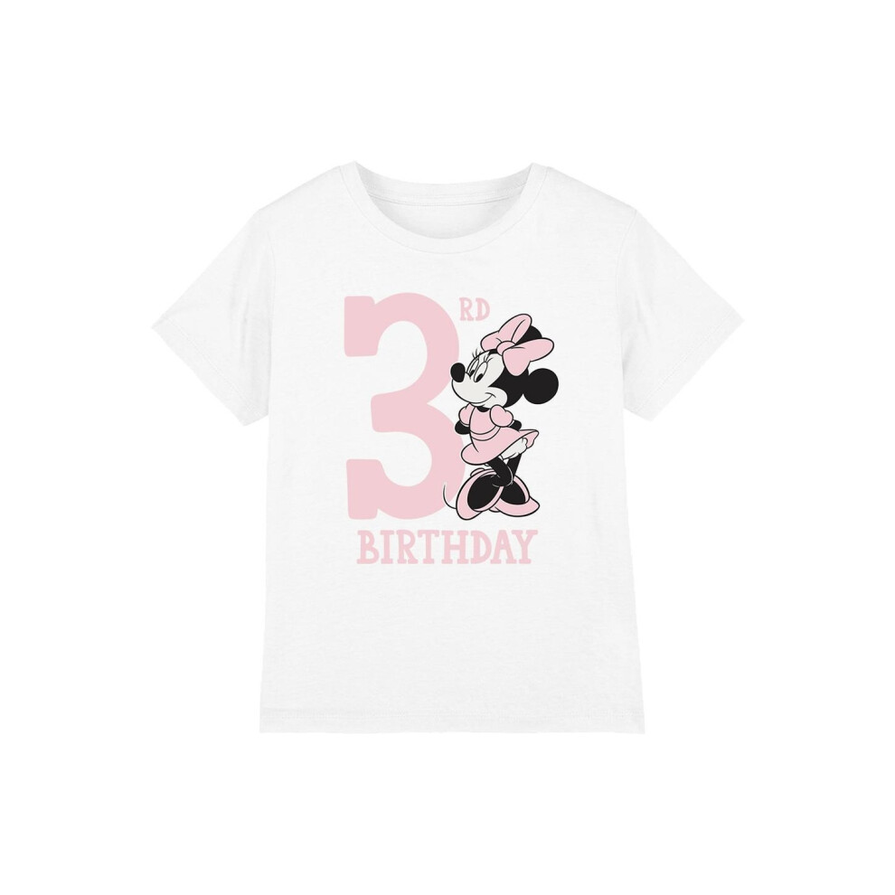 (12-13 Years, White) Disney Childrens/Kids Minnie Mouse 3rd Birthday T-Shirt