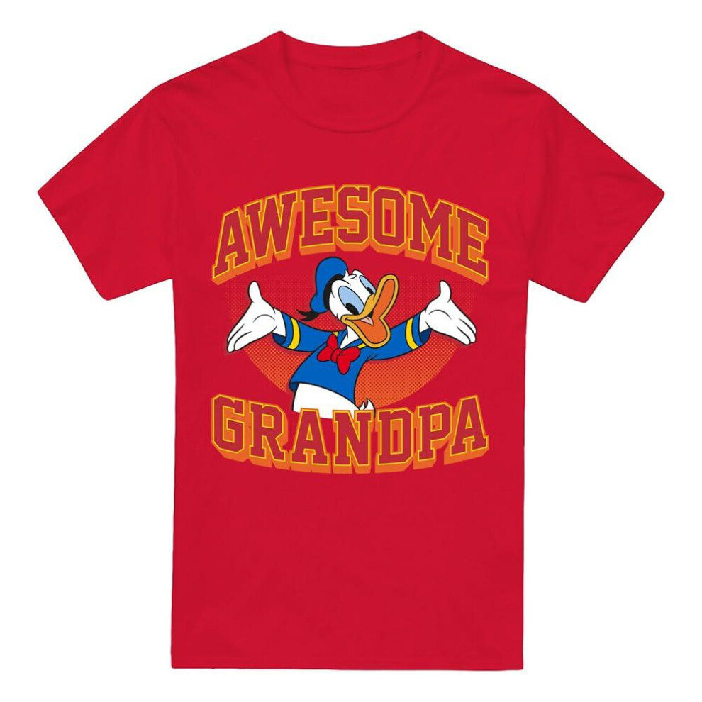 (M, Red) Disney Mens Awesome Grandpa Donald Duck T-Shirt