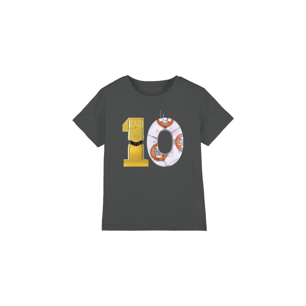 (7-8 Years, Charcoal) Star Wars Childrens/Kids 10 C3PO BB-8 T-Shirt