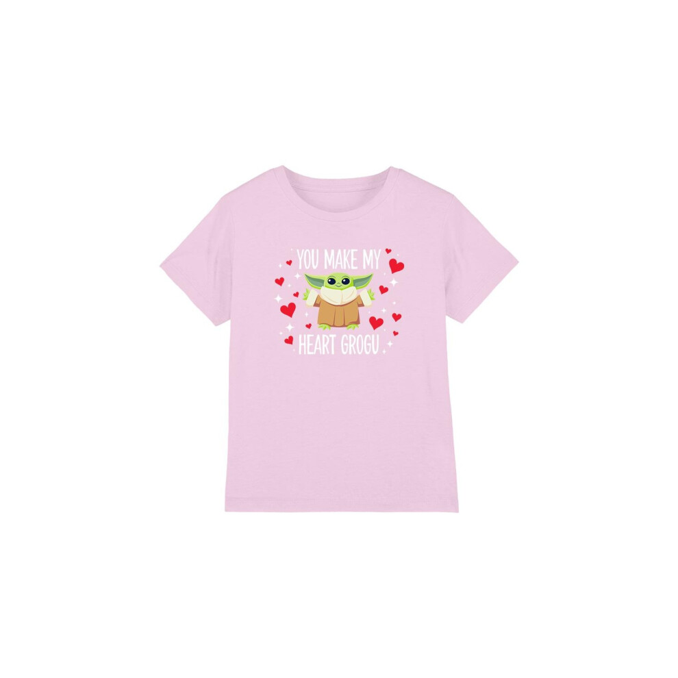 (7-8 Years, Pink) Star Wars Childrens/Kids You Make My Heart Grogu T-Shirt