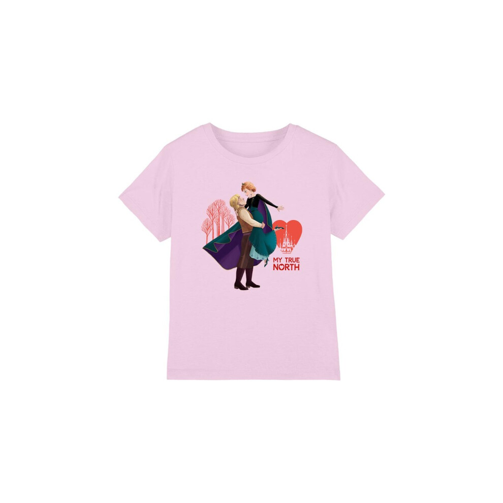 (3-4 Years, Pink) Frozen Childrens/Kids My True North Anna Kristoff Valentine's Day T-Shirt