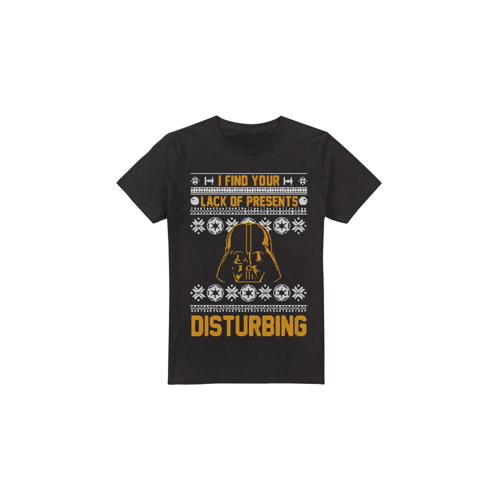 (3XL, Black) Star Wars Mens Lack Of Christmas Presents Fair Isle T-Shirt