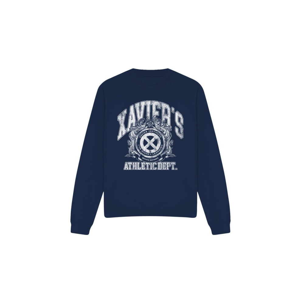 (L, Navy) Marvel Unisex Adult X-Men Athletic Dept Professor X Sweatshirt