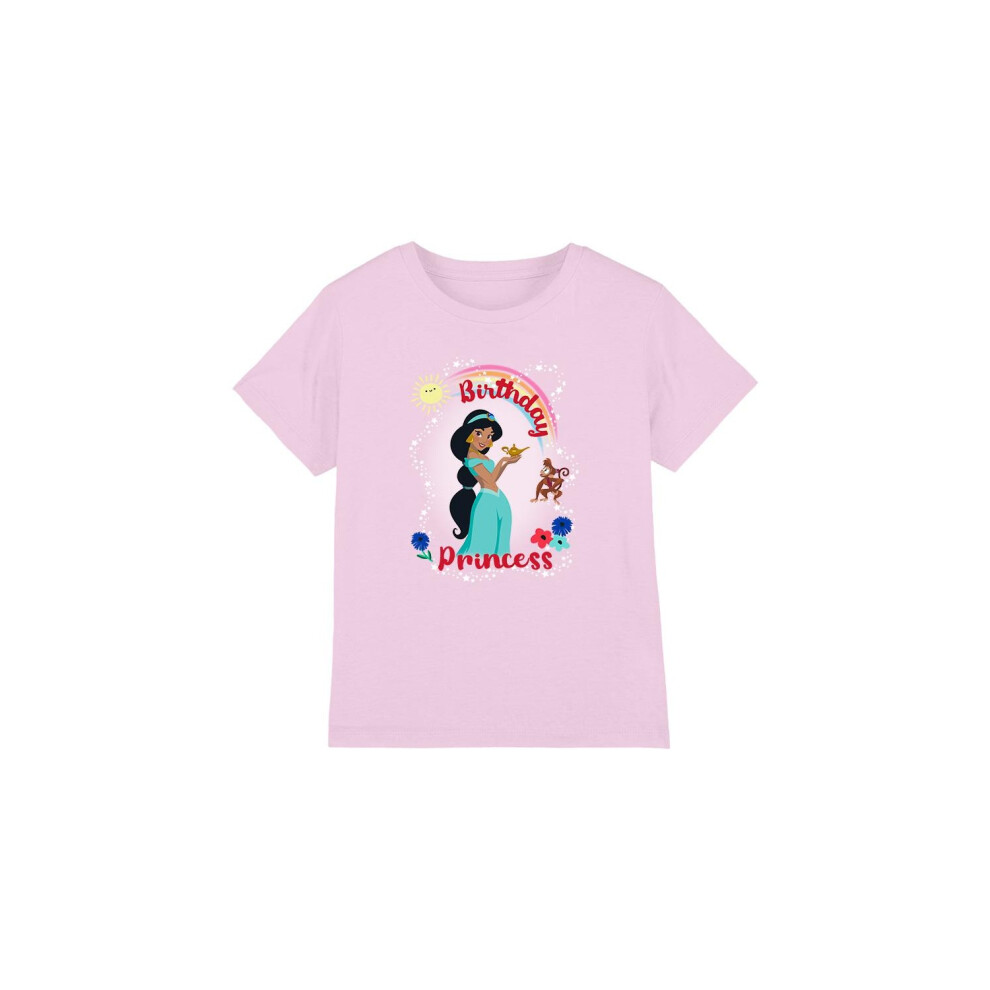 (3-4 Years, Pink) Aladdin Childrens/Kids Birthday Princess Jasmine Abu T-Shirt