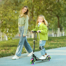 AIYAPLAY Scooter for Kids, Folding Kick Scooter w/ Adjustable Handle, Black