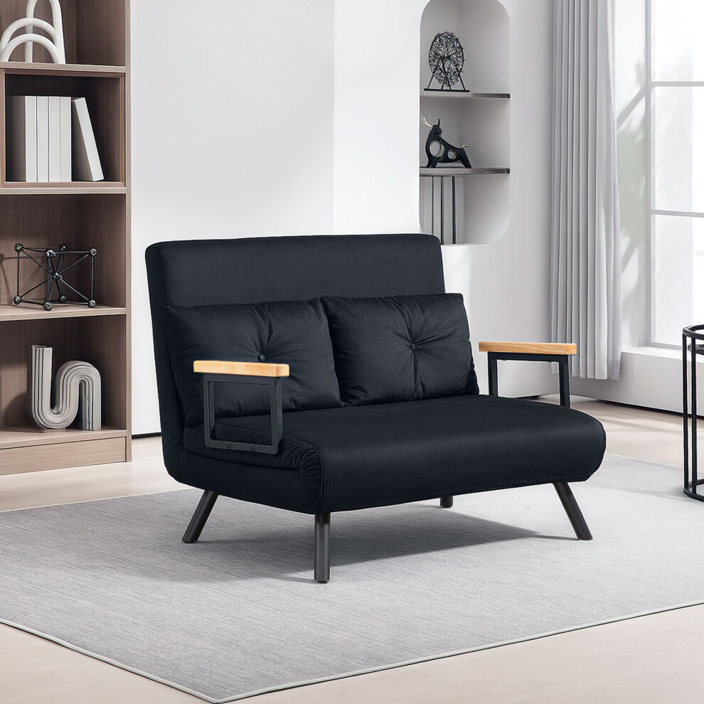 Homcom Click Clack 2 Seater Sofa Bed For Living Room, Guest Room, Black