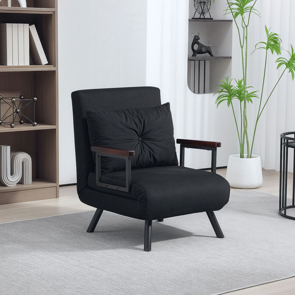 HOMCOM Click Clack Single Chair Bed Settee for Living Room, Black