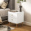 Homcom HOMCOM Modern Bedside Table with Drawer, Side Table with Metal Legs, White 8